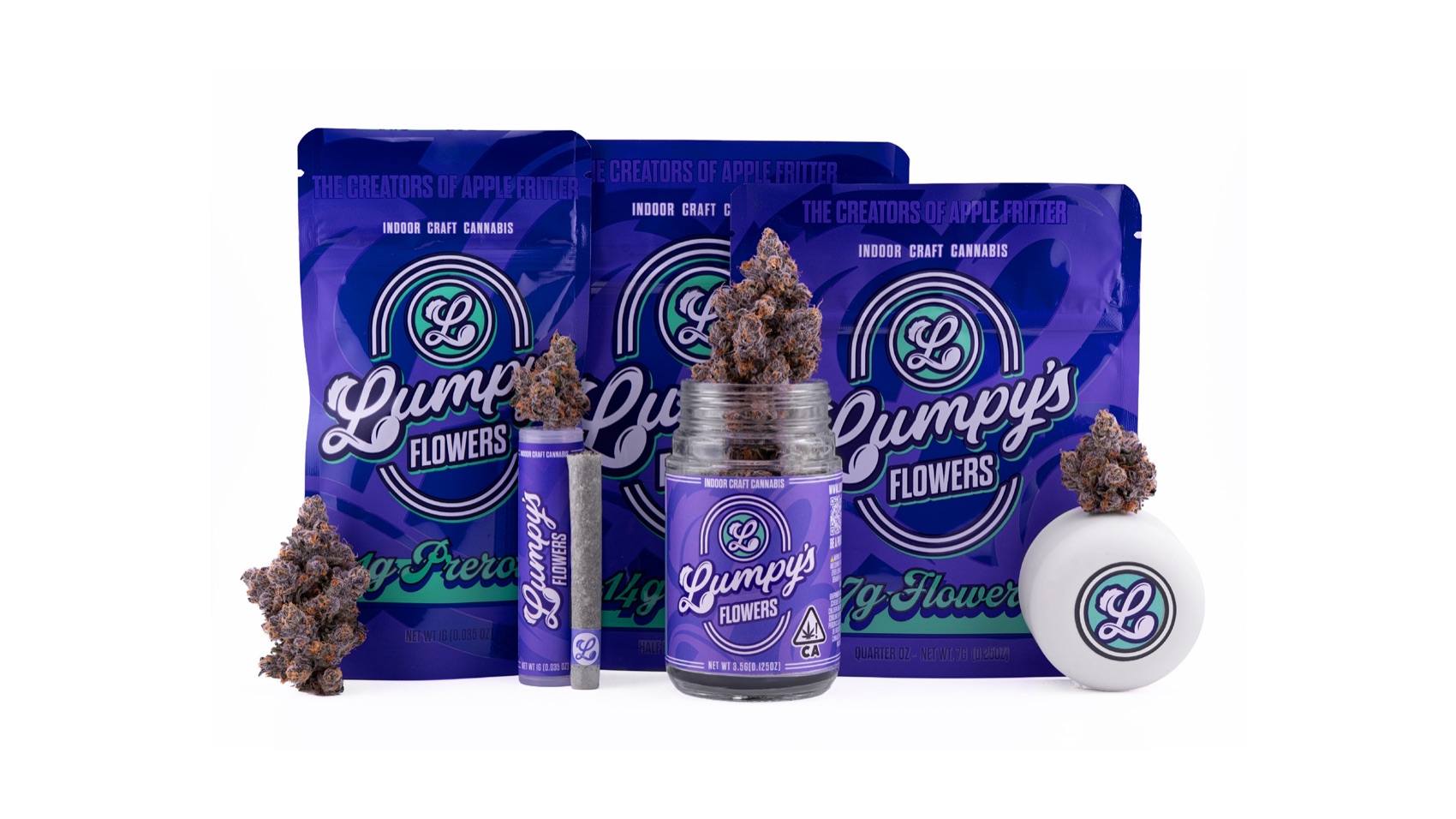 The Lumpy's family: jars, pre-rolls and bags